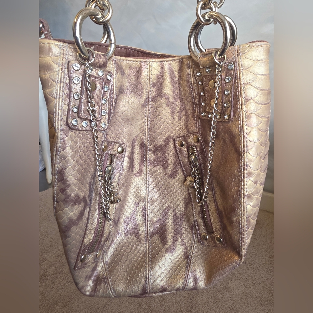 Y2K Metallic Gold Python Snake Embossed Bling Stu… - image 14